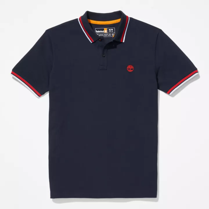 Camisa polo Millers River Tipped para homem, na cor azul marinho.