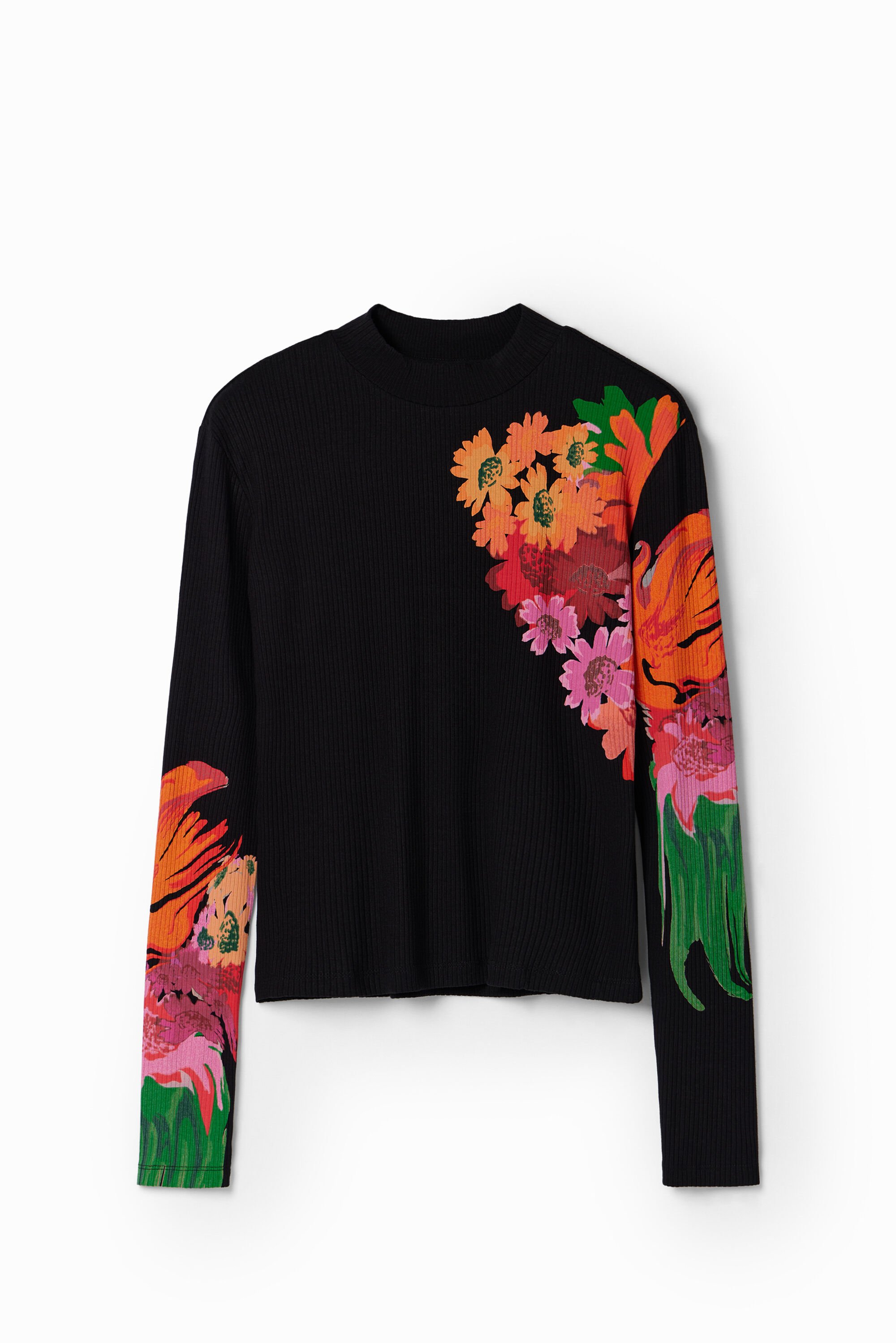 Camiseta floral canelada