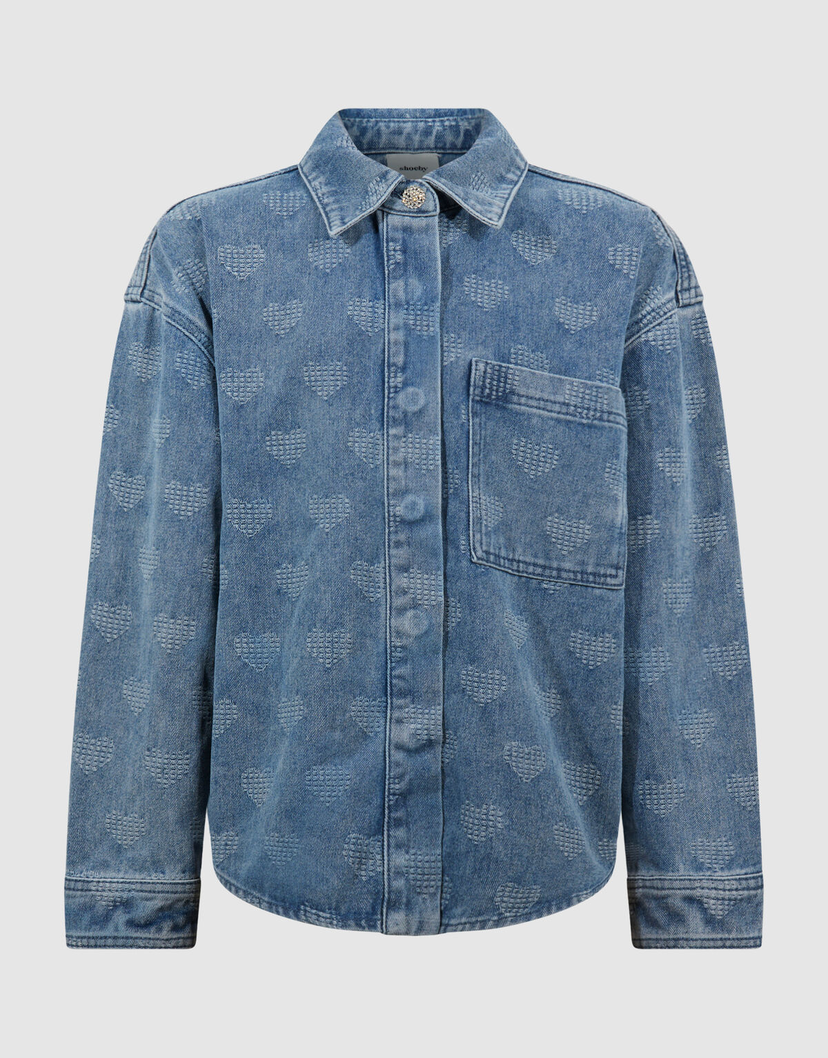 Heart Denim Blouse Blauw