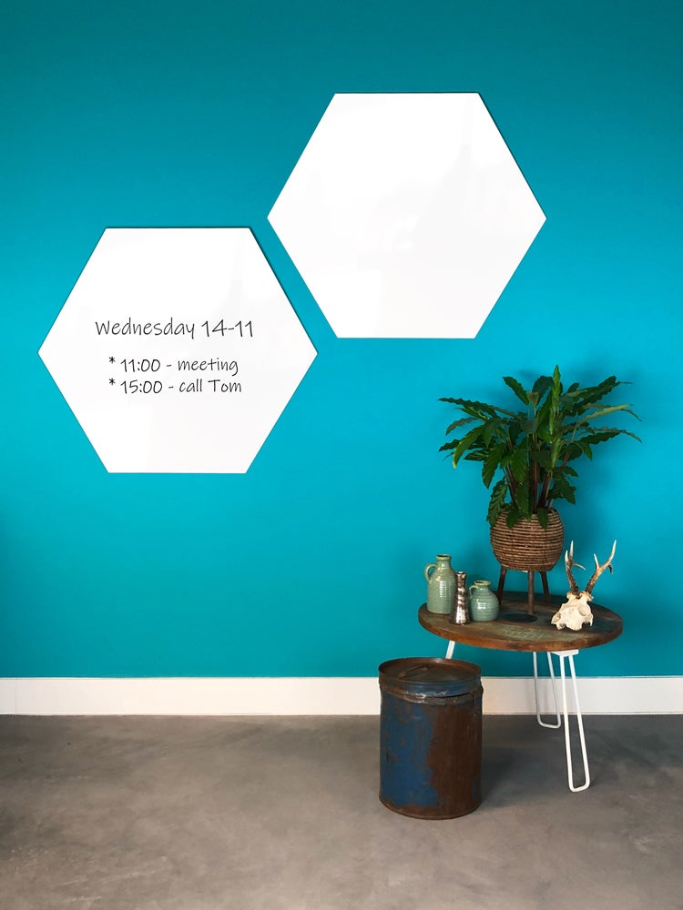 Randloos whiteboard - Hexagon - 100 cm - Magneetbord