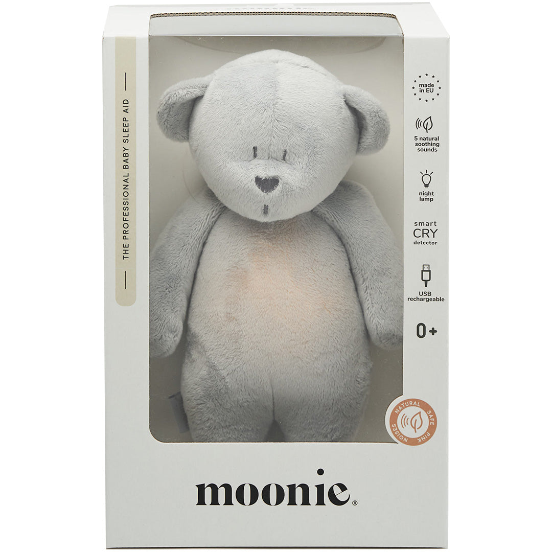Moonie 2.0 next gen knuffelbeer met nachtlamp en geluid silver