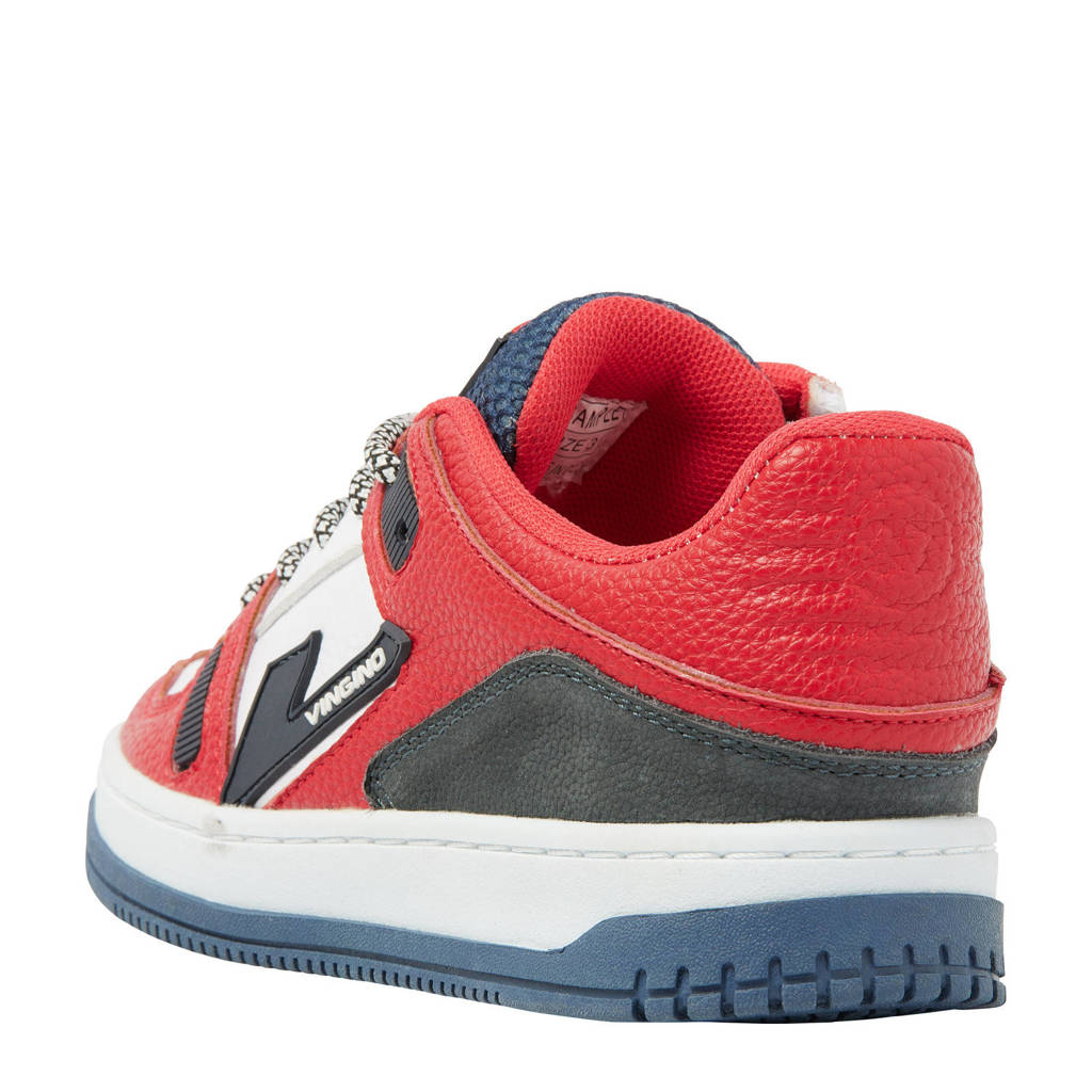 Vingino Kevinleren sneakers rood/wit