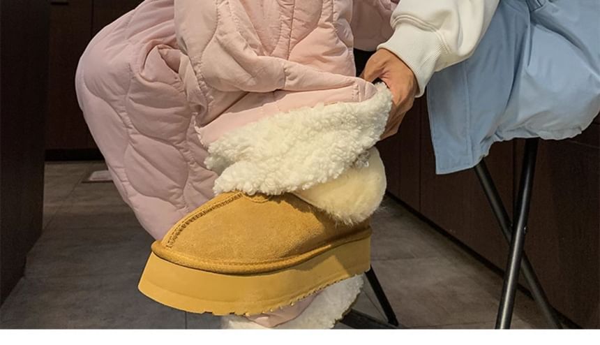 Double White - Middelhoge, geborduurde, gewatteerde fleece broek met rechte pijpen