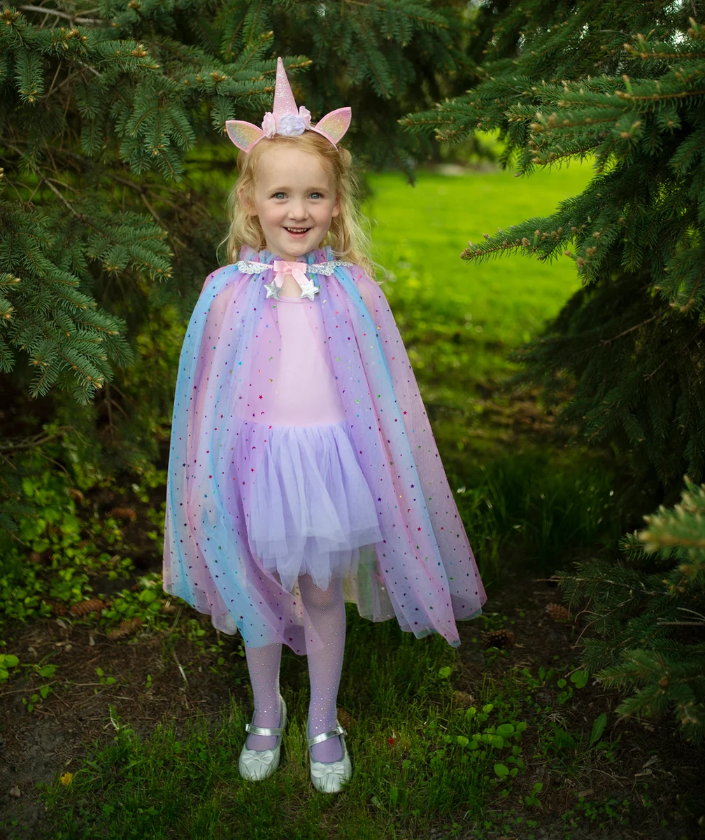 GREAT PRETENDERSDÉGUISEMENT CAPE FILLE LICORNE ARC-EN-CIEL AVEC SERRE-TÊTE