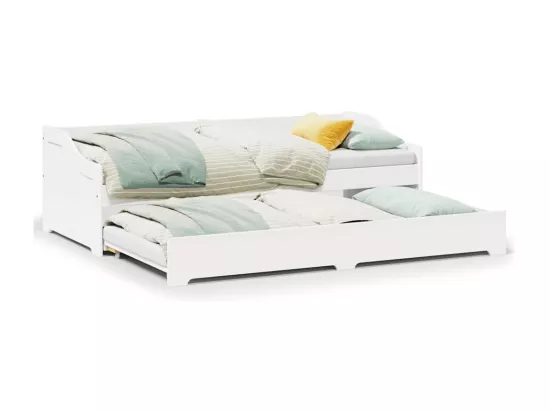 Lit de jour avec gigogne sans matelas IRUN blanc 90x200 cm