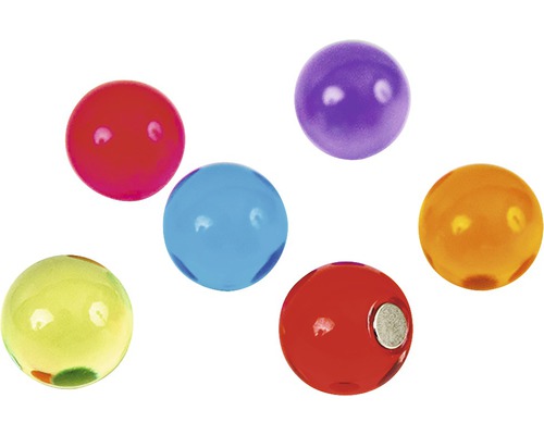 Decoratieve magneten, bolvorm, Bolla, set van 6, diverse kleuren