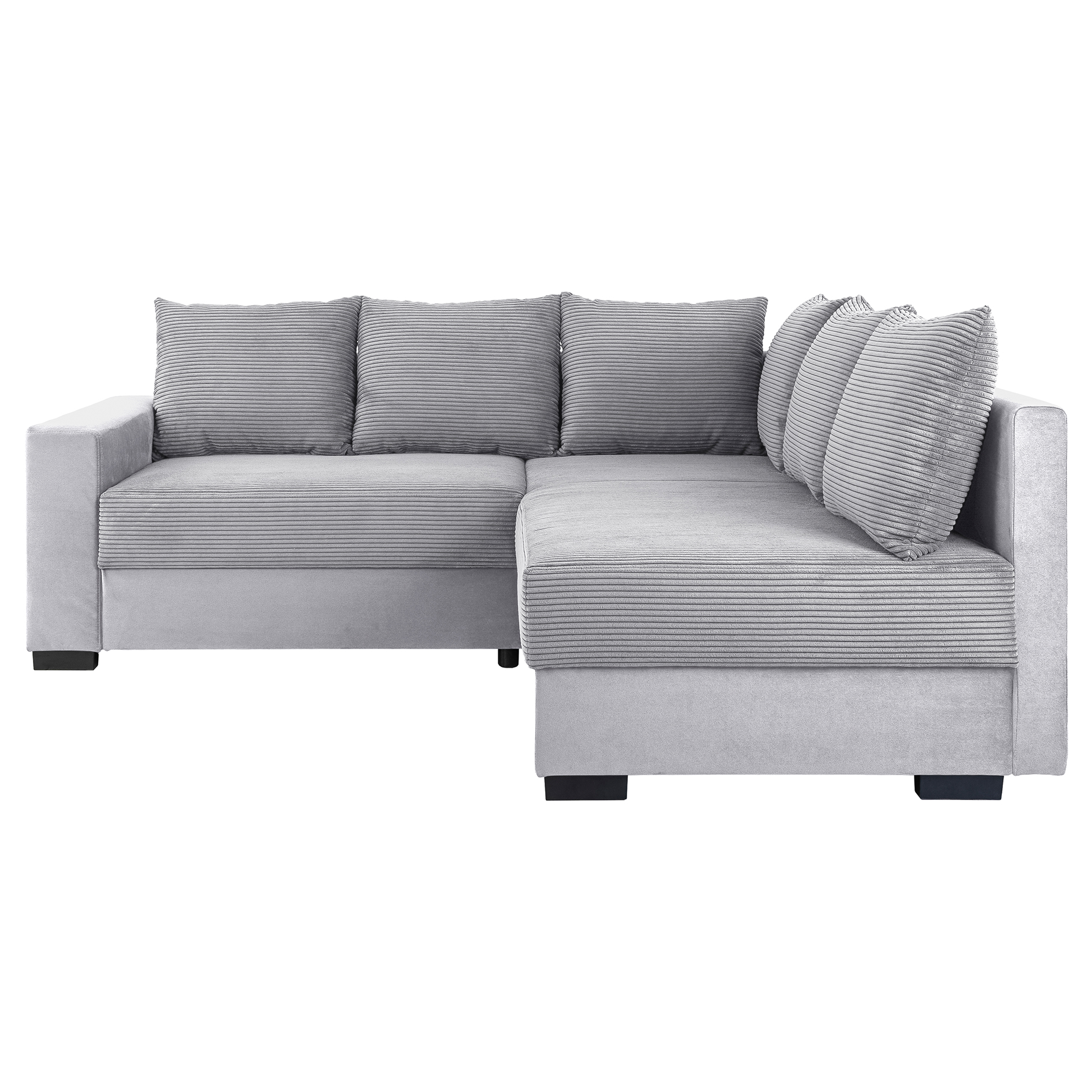Ecksofa - hellgrau - Cord - Ottomane rechts