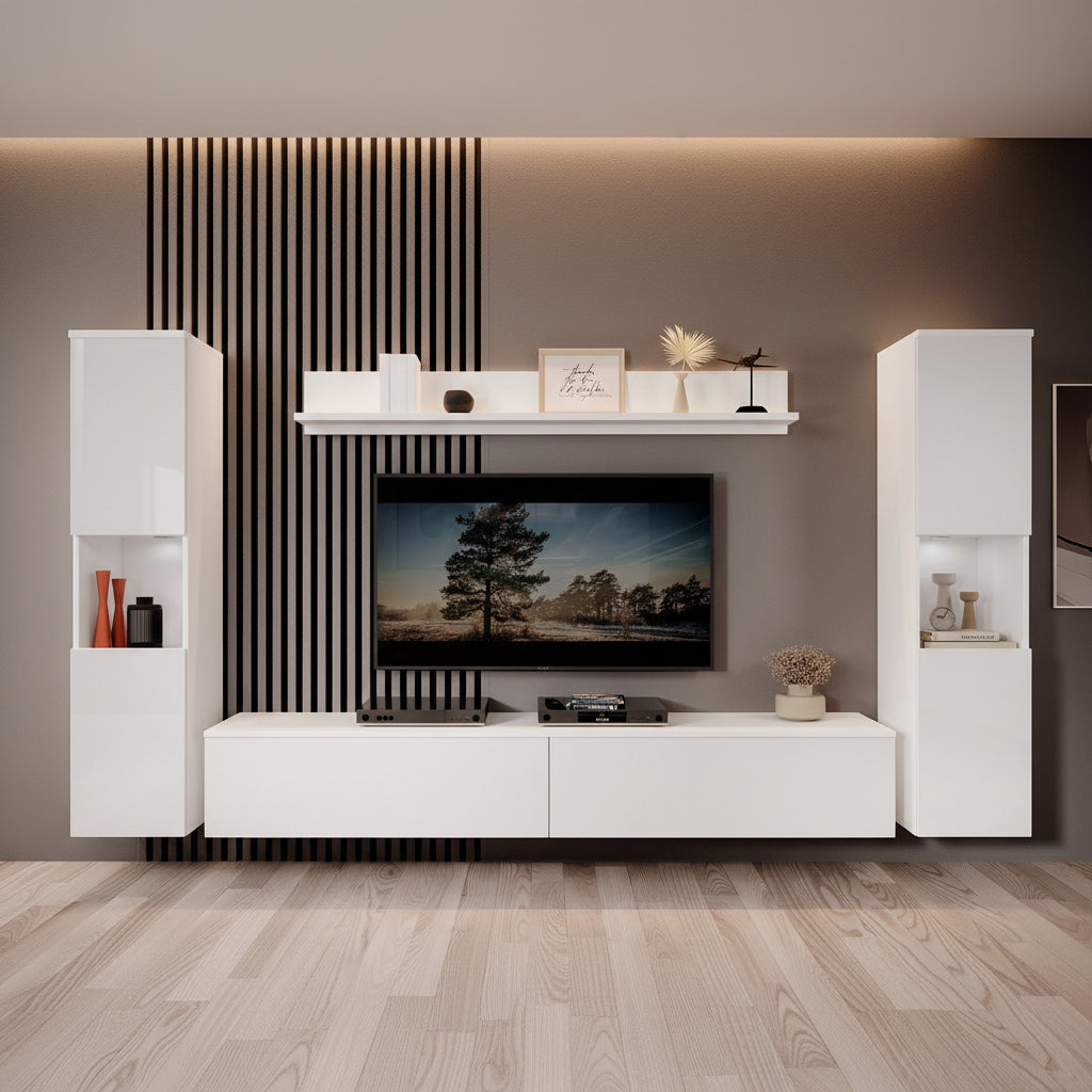 Pure XL - Wandmeubel - Wit - 180x33x130 cm