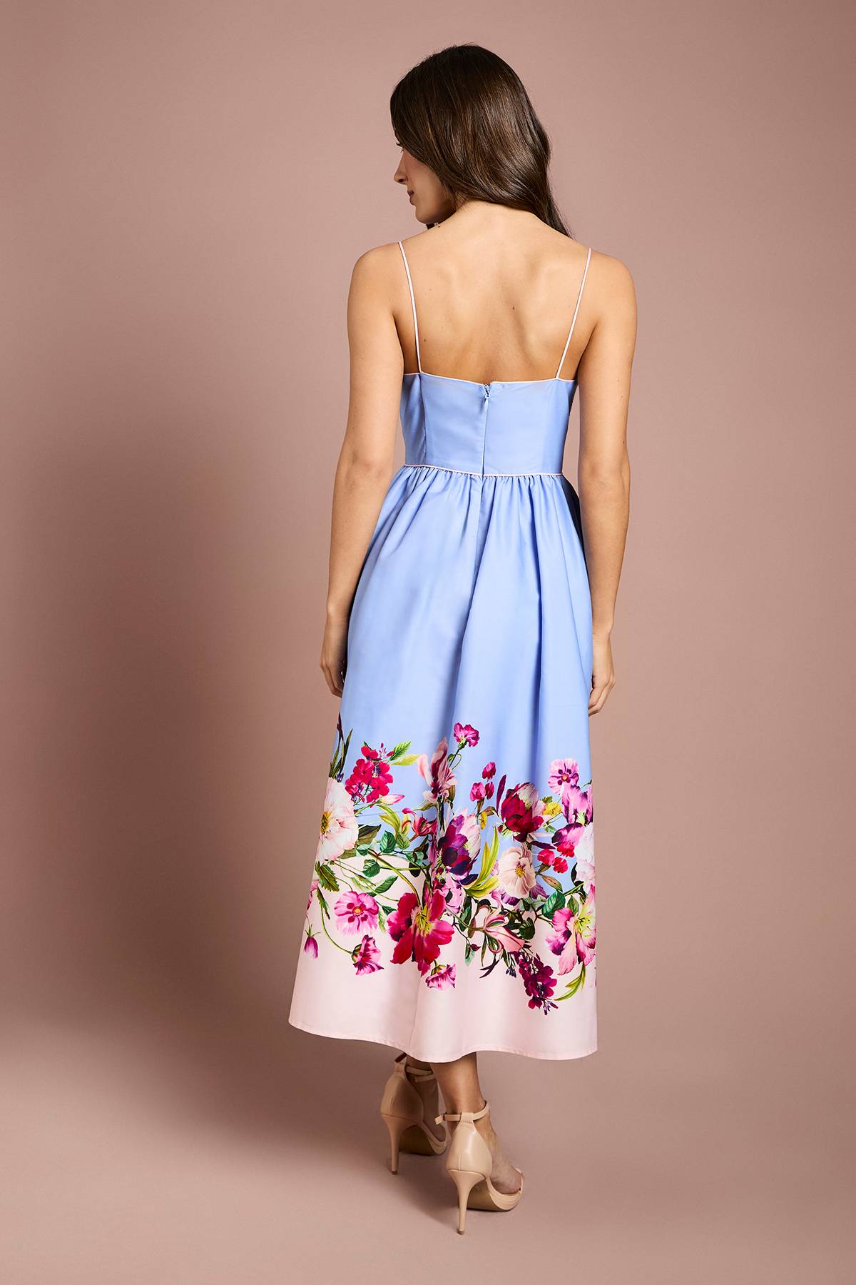 Coast Robe Midi En Coton À Bretelles Avec Imprimé Placé
