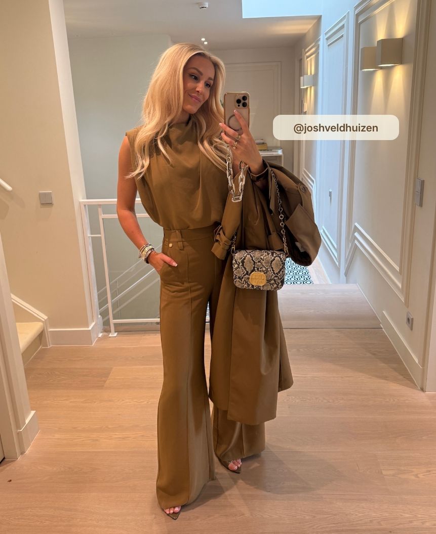JV-ESSA high waisted wide leg pantalon - khaki