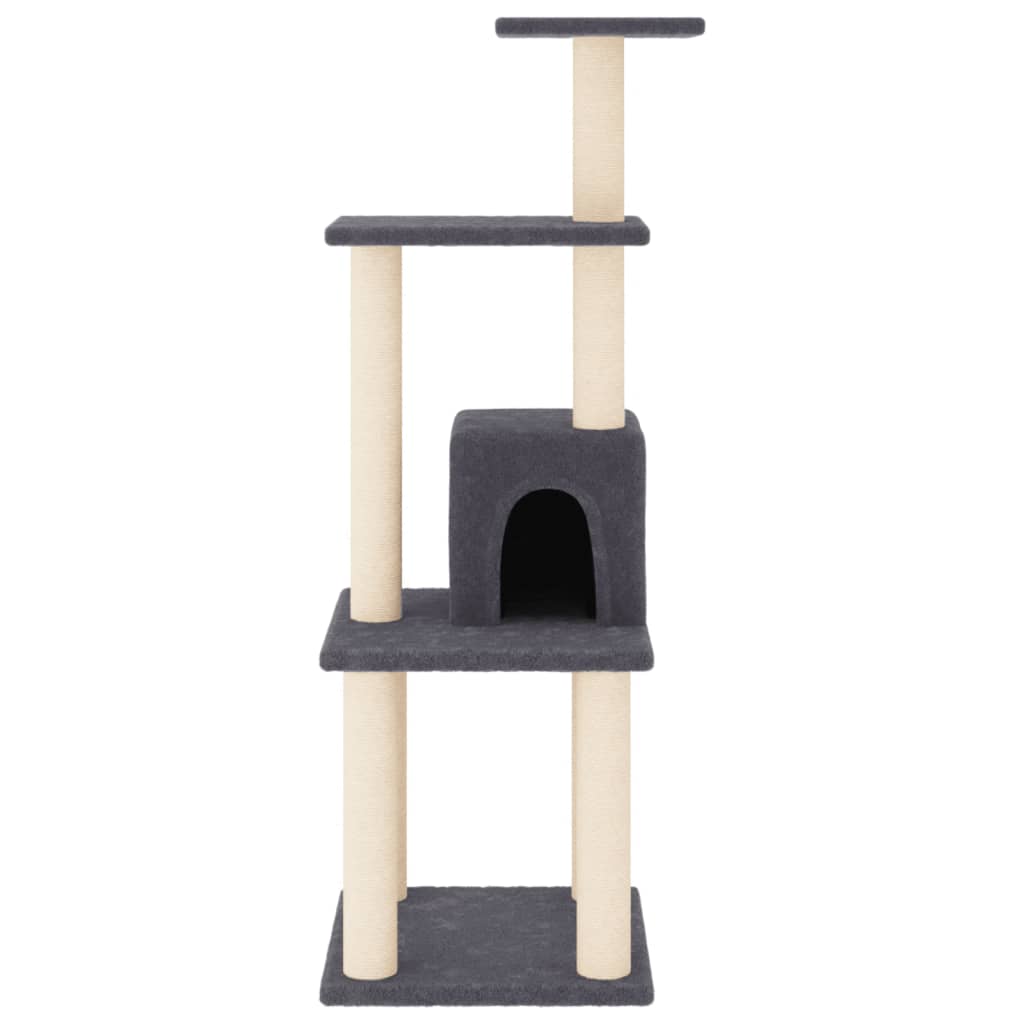 Arranhador para gatos Vidaxl com caverna cinza