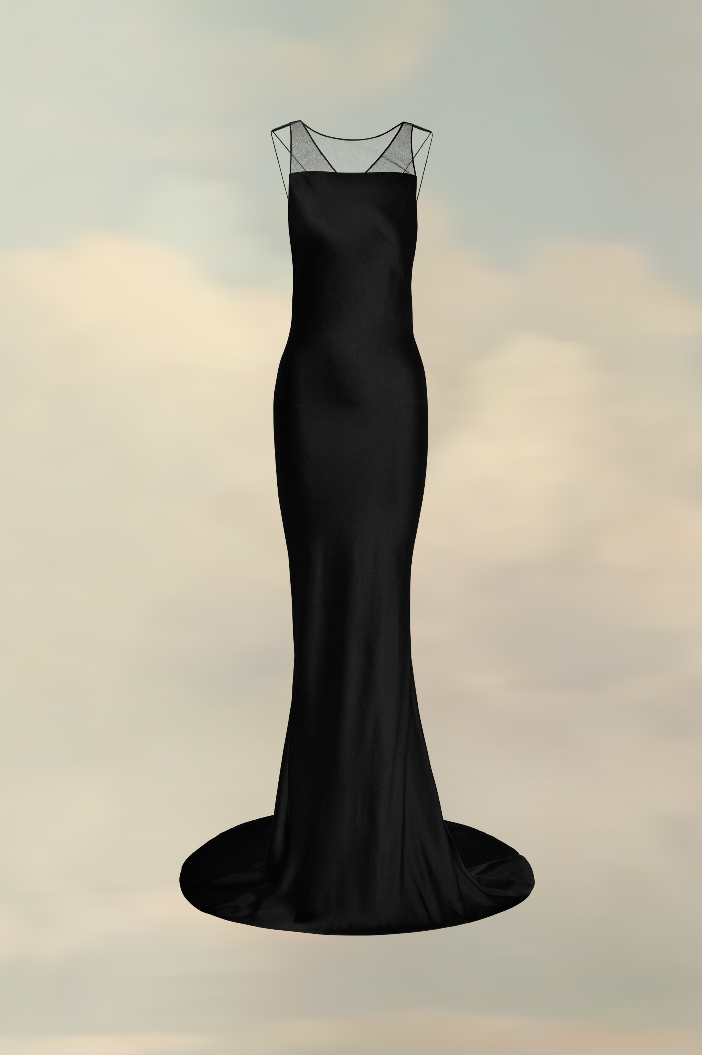 Robe longue en satin noir Noir