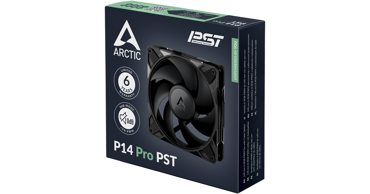 ARCTICP14 Pro PST case fan  (Zwart, 140 x 140 x 27 mm, PWM)
