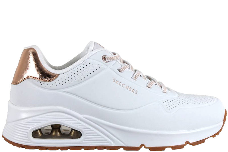 SKECHERS UNO SHIMMER AWAY SNEAKERS I HVIDT TEKSTIL