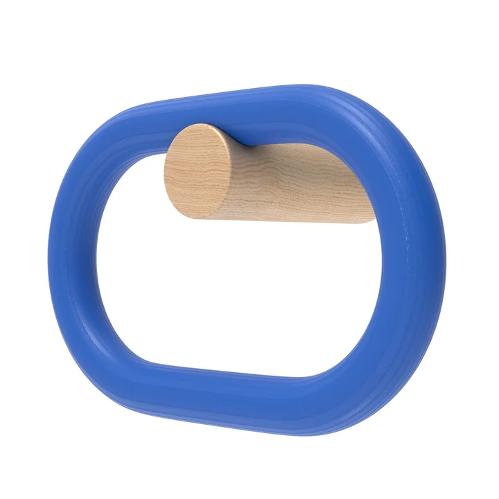 Hartô - Fernand Garderobenhaken, horizontal, Eiche natur / electric blue