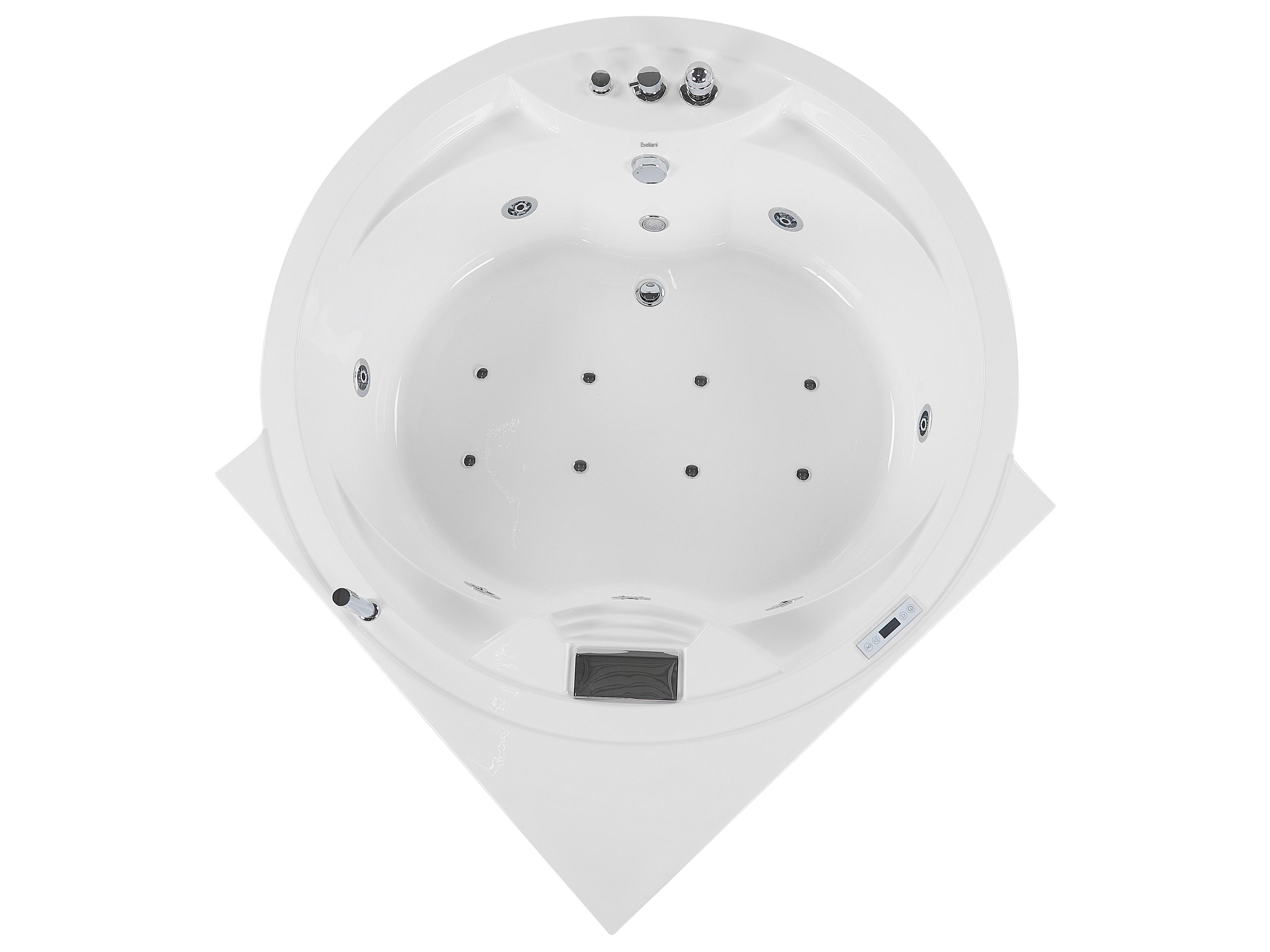 Hoek bubbelbad met LED MILANO met ingebouwde Bluetooth speaker 181 x 150 cm Wit