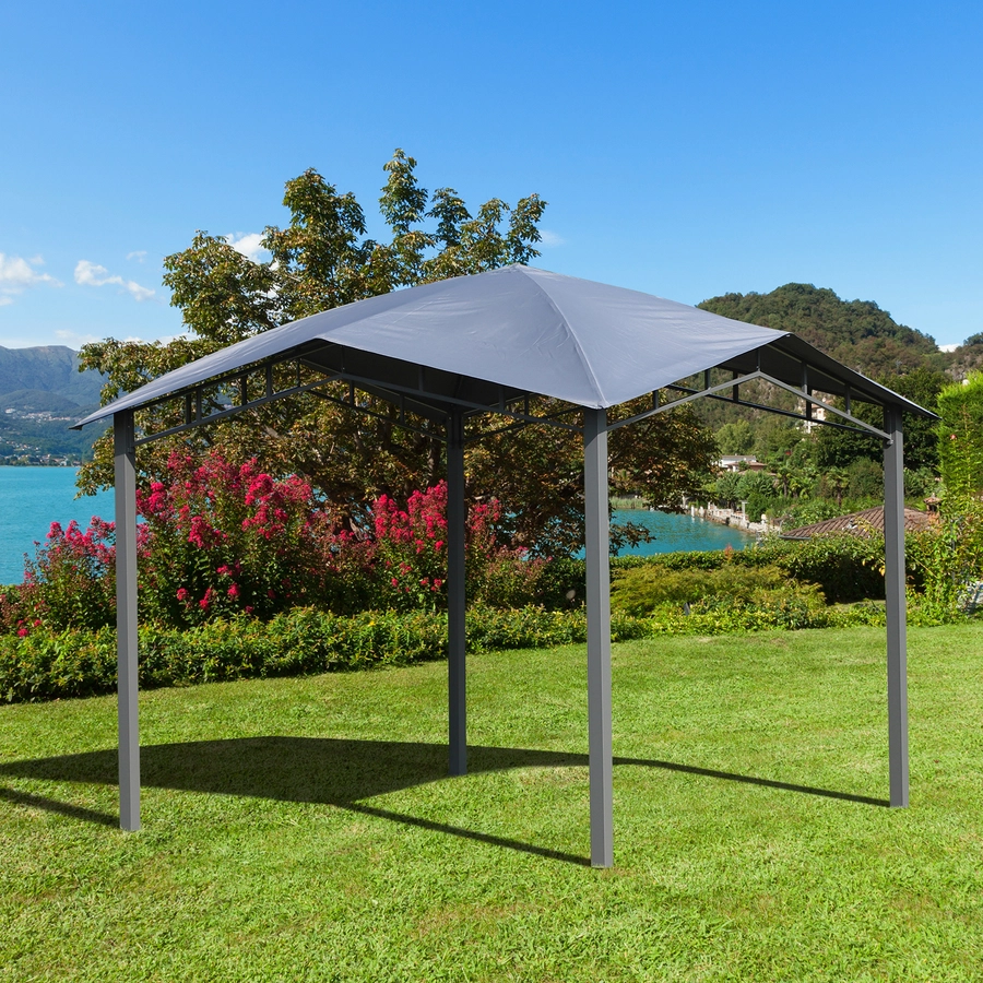 Outsunny Gartenzelt mit geometrischem Laubendach grau, schwarz