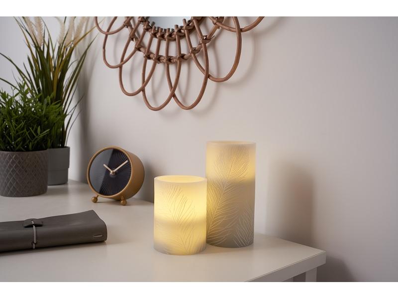 Pauleen LED-Kerzen Set Cosy Feather, Ø 7.6 cm, Grau/Weiss, LED-Wachskerze, 2er Set