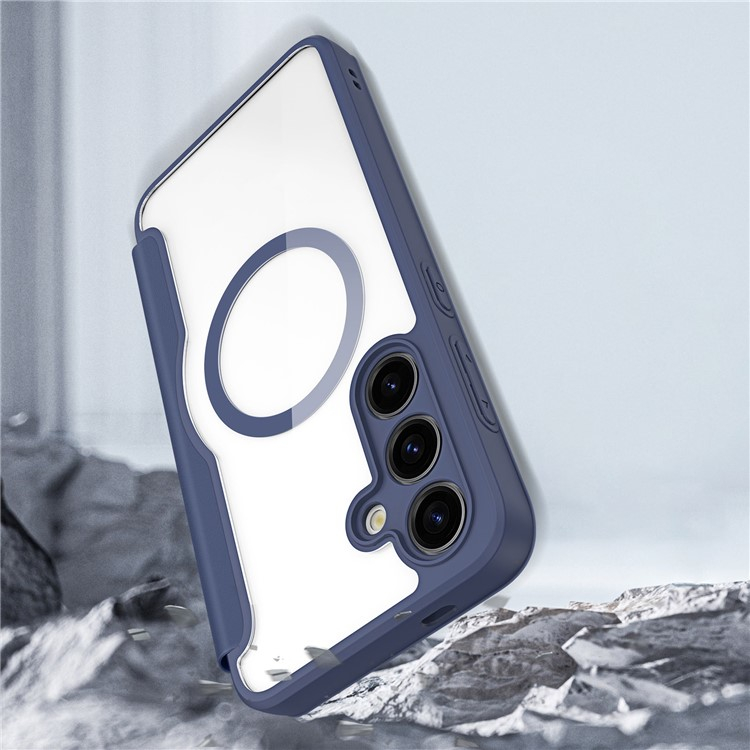 Samsung Galaxy S24  Plus Hybrid Leder Tasche   Kunststoff Rückseite - Blau / Transparent