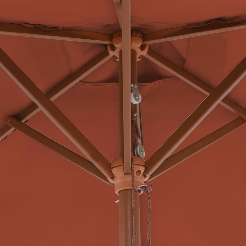 Parasol d'extérieur avec mât en bois 150 x 200 cm orange