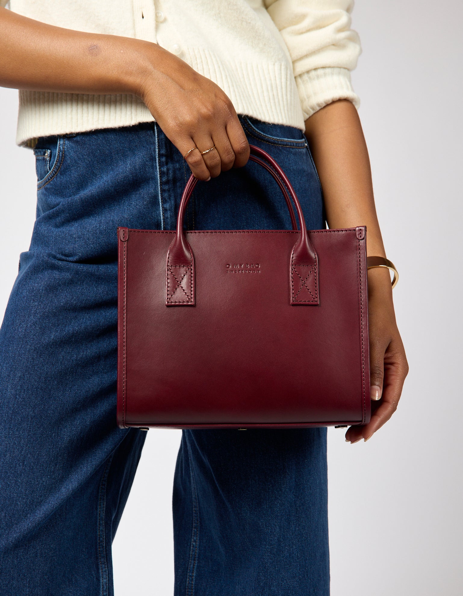 Jackie Midi   Webbing Strap - Dark Cherry Classic Leather