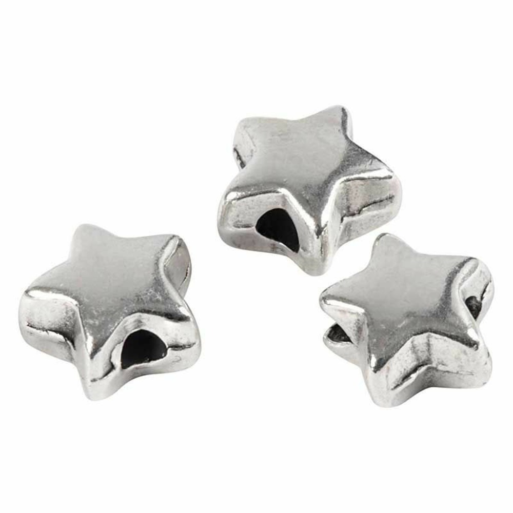 3 perles métalliques étoile 5 mm - argenté