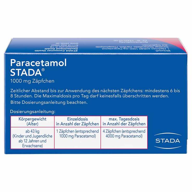 Paracetamol STADA® 1000 mg Zäpfchen, 10 St