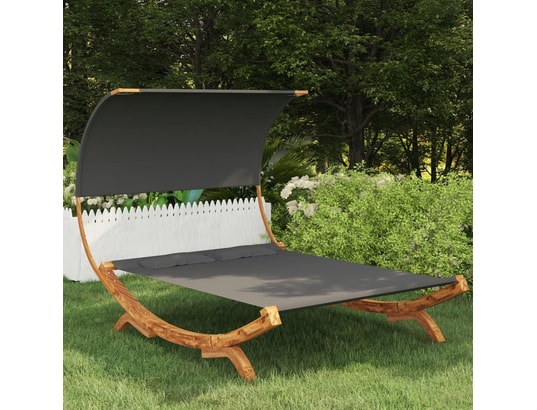 VIDAXL - Hamac avec support Hamac avec auvent 165x210x155cm bois d'épicéa massif anthrac...