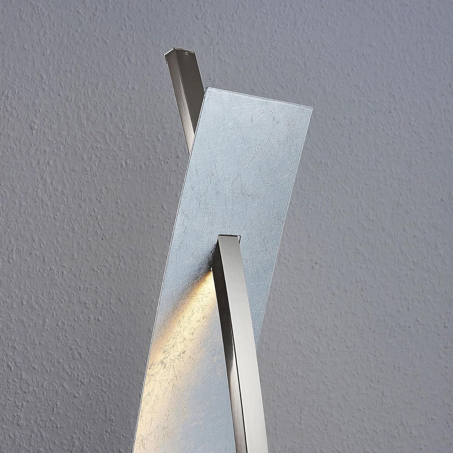 Lucande LED Stehlampe silber mit Touchdimmer, 24W LED, geschwungene Stehleuchte 140 cm, Standleuchte Wohnzimmer, Esszimmer