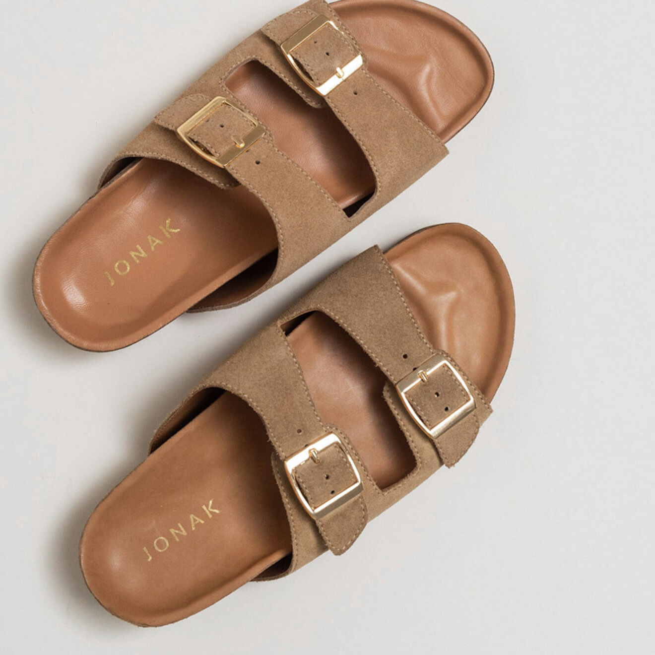 Jonak Mules en Velours de Cuir West beiges