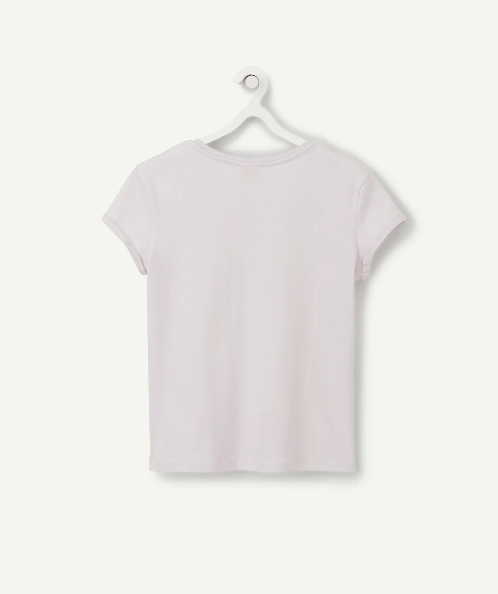 T-SHIRT FILLE EN FIBRES RECYCLÉES PARME AVEC MESSAGE ROSE
