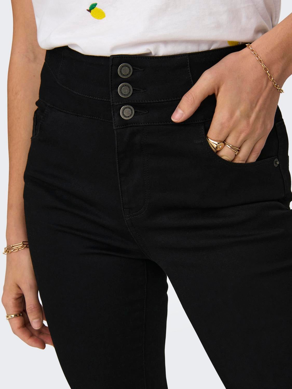 ONLCHERYL Hohe Taille Ausgestellt Jeans Black Denim