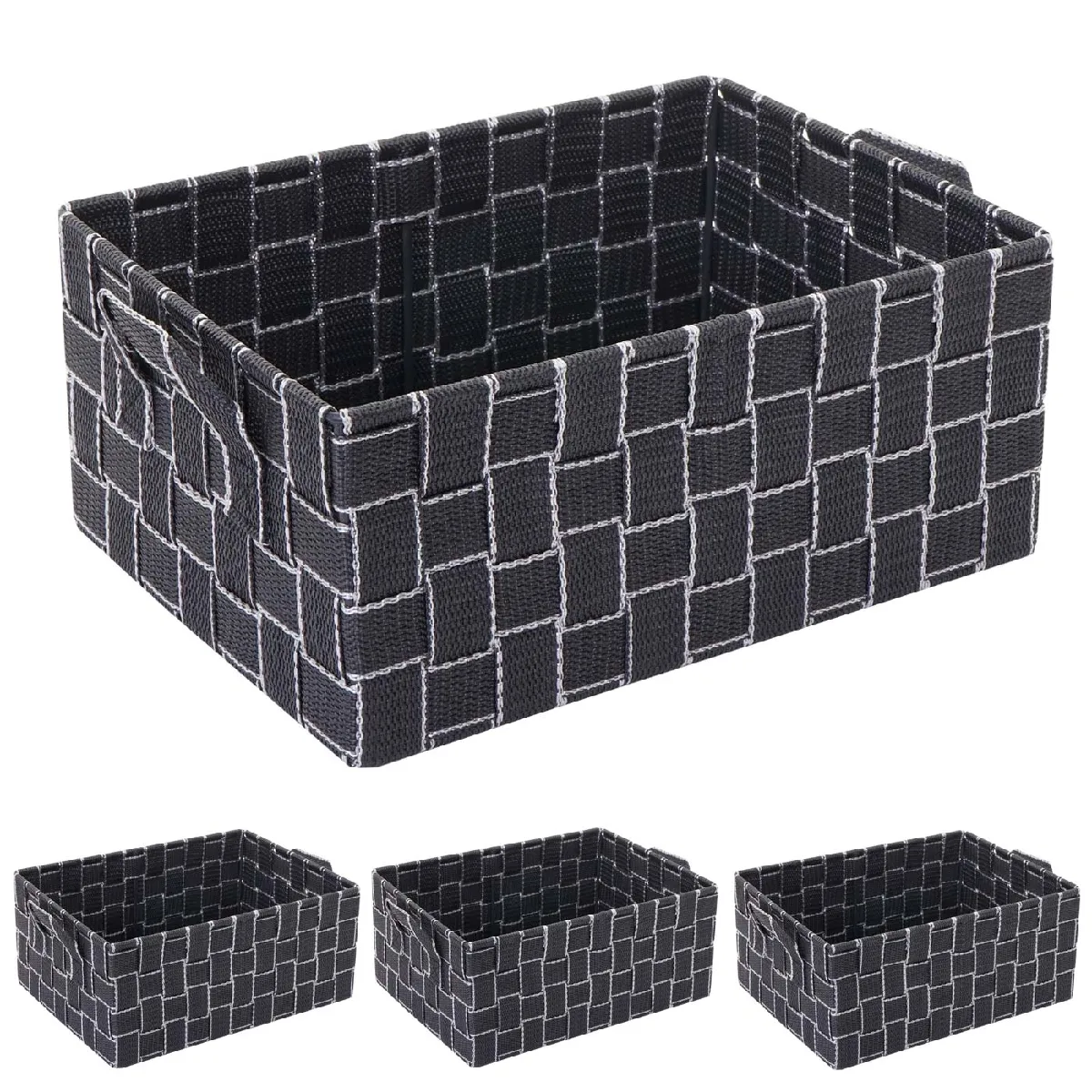 Decoshop26 Ensemble de 4 Paniers Gris Foncé
