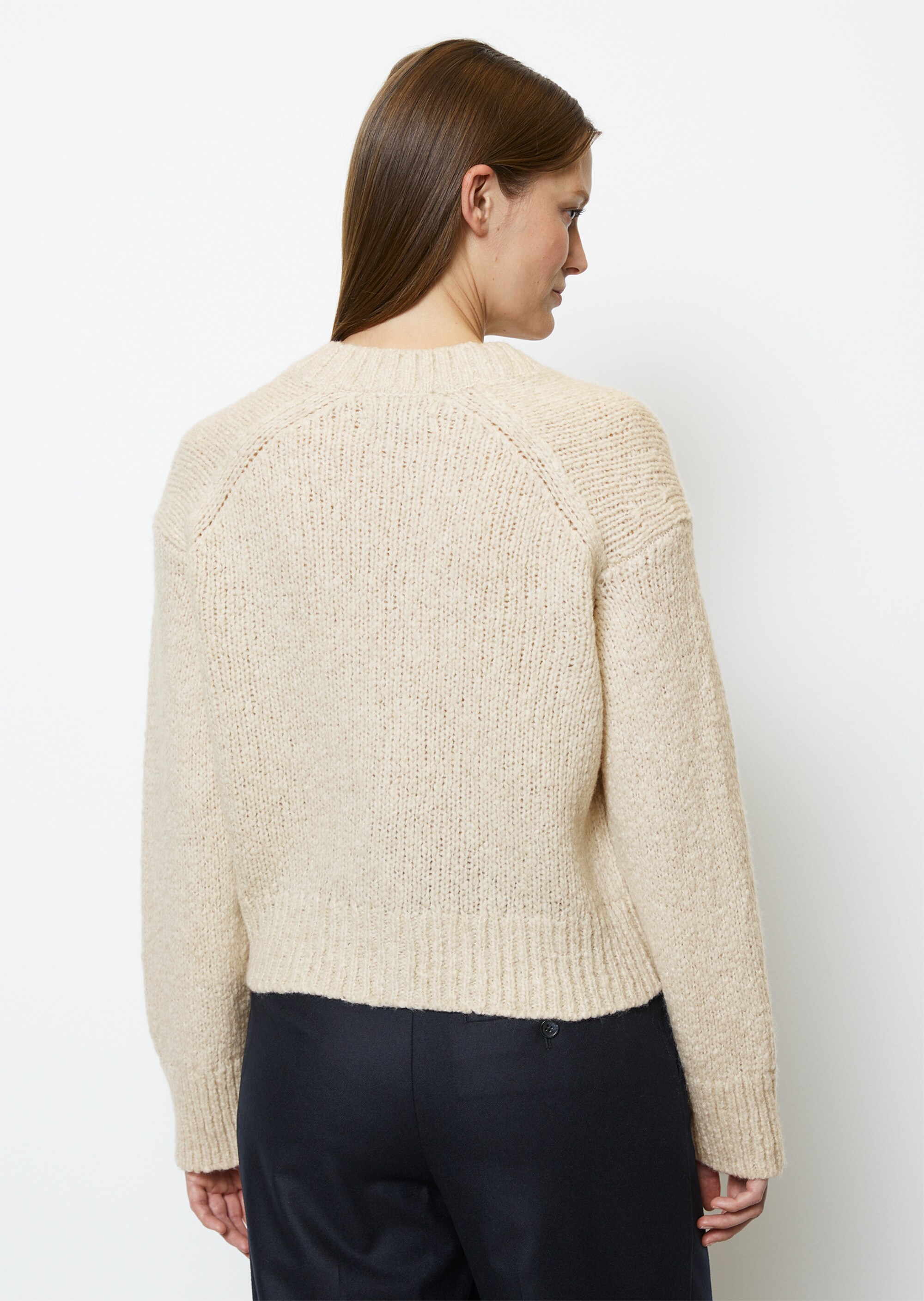V-Neck-Cardigan looseaus Schurwolle-Slub