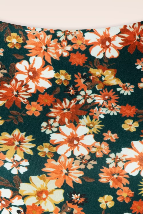 Vintage Chic for Topvintage Nina Flower swing jurk in groen en oranje