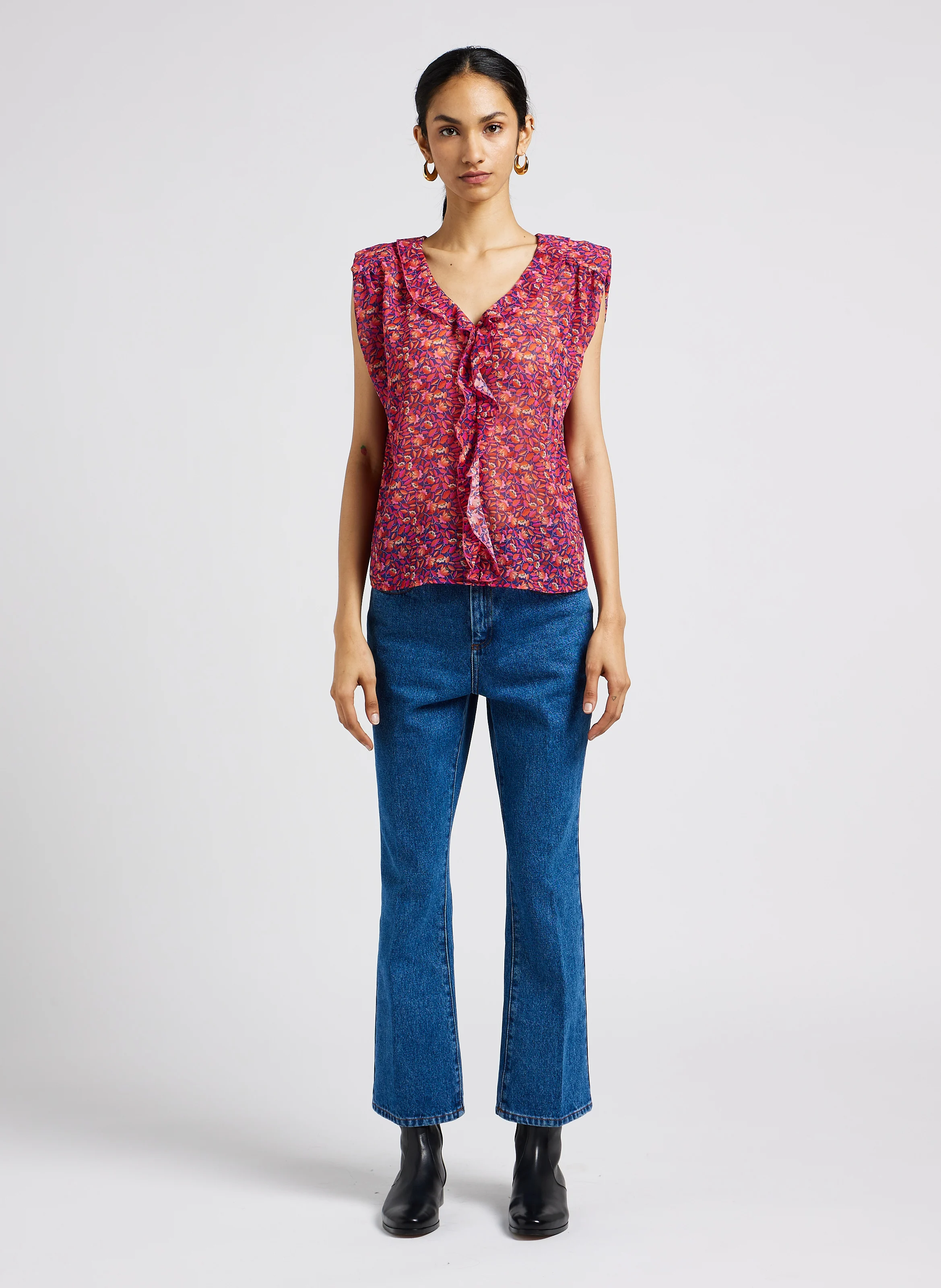 FRANCISCO - Jean flare en coton | Bleu