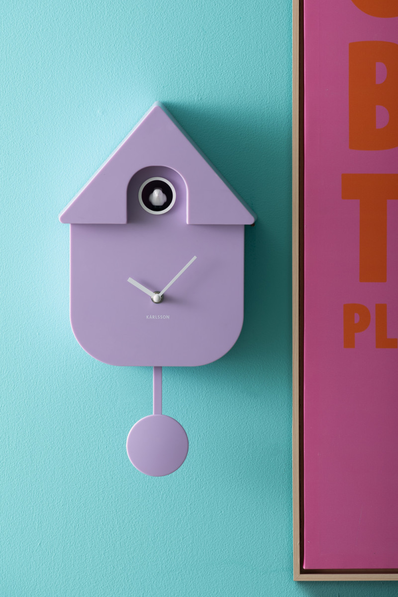 Wall Clock Modern Cuckoo KA5768TB Turquoise blue