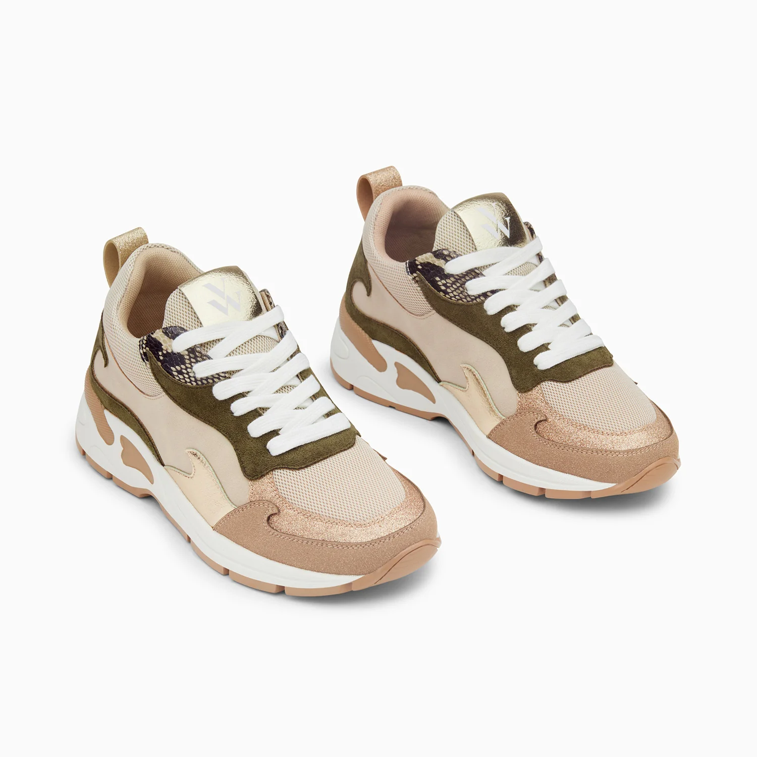 Sneakers-Baskets flamme Arya beige et kaki
