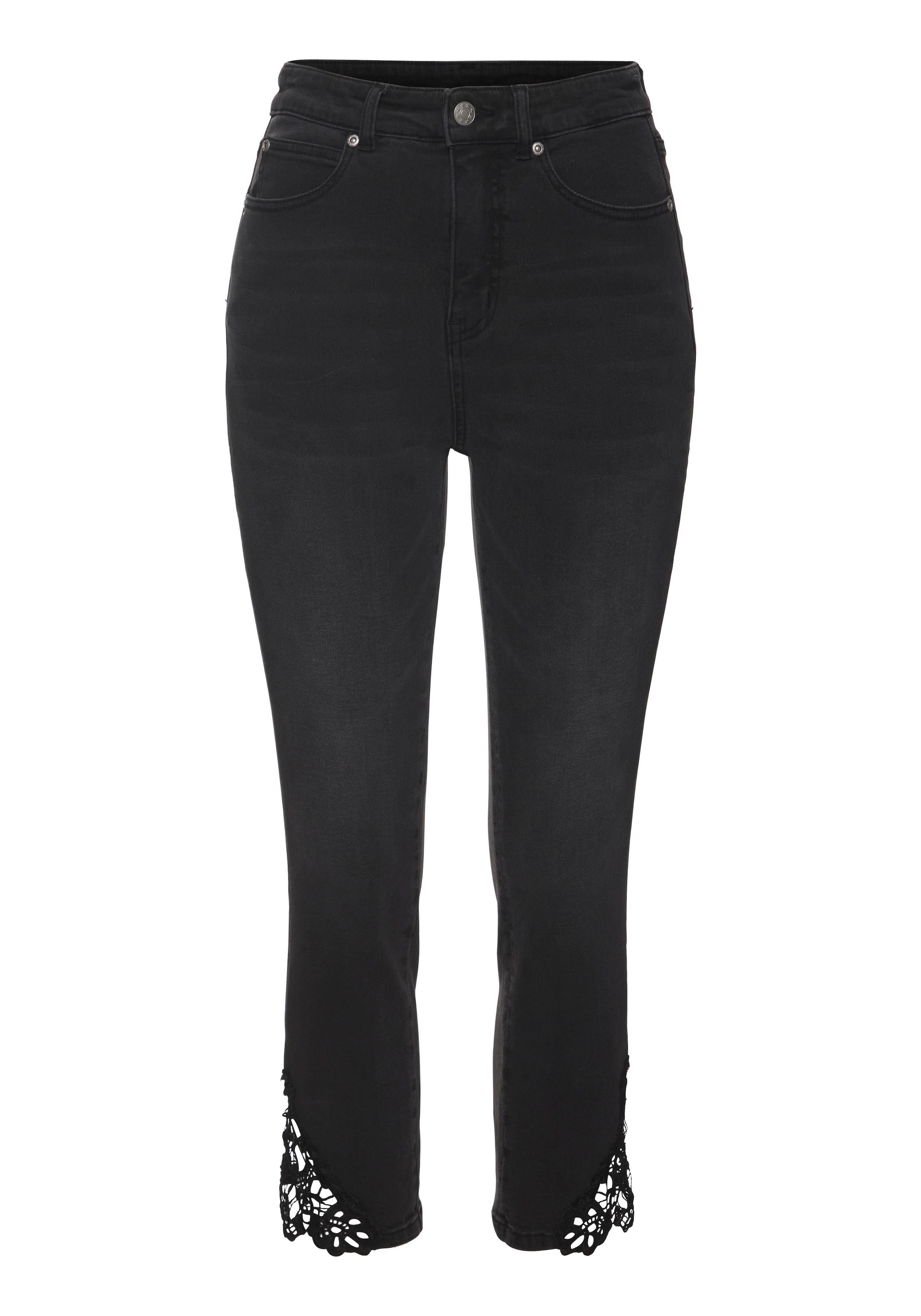 Vivance 7/8-Caprijeans  mit Spitzendetail am Saum, Skinny Jeans, modisch
