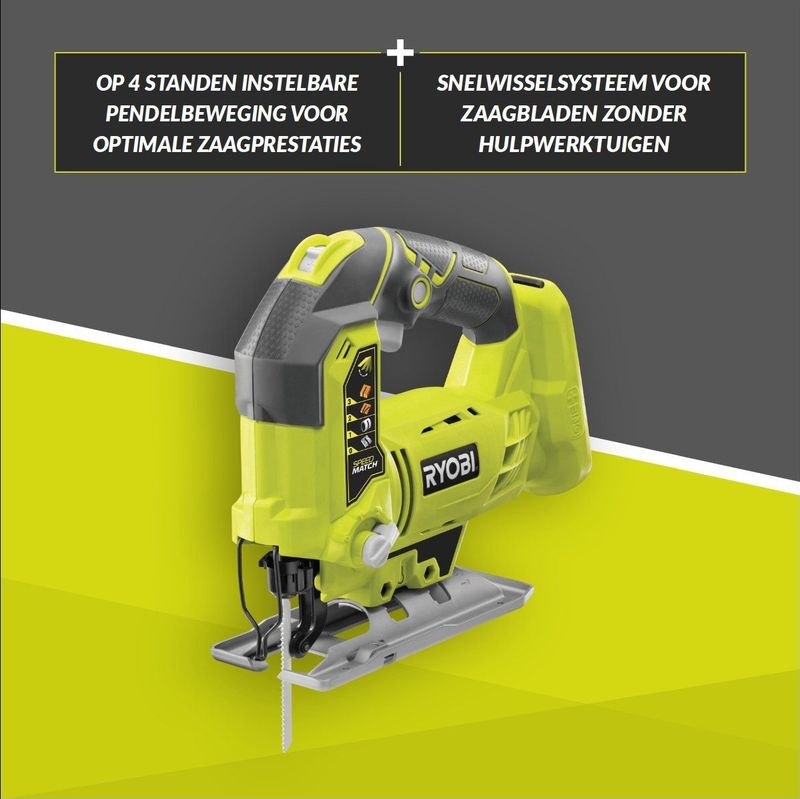 Ryobi - R18JS-0 - Accu Decoupeerzaag - Groen - Li-Ion - D-greep