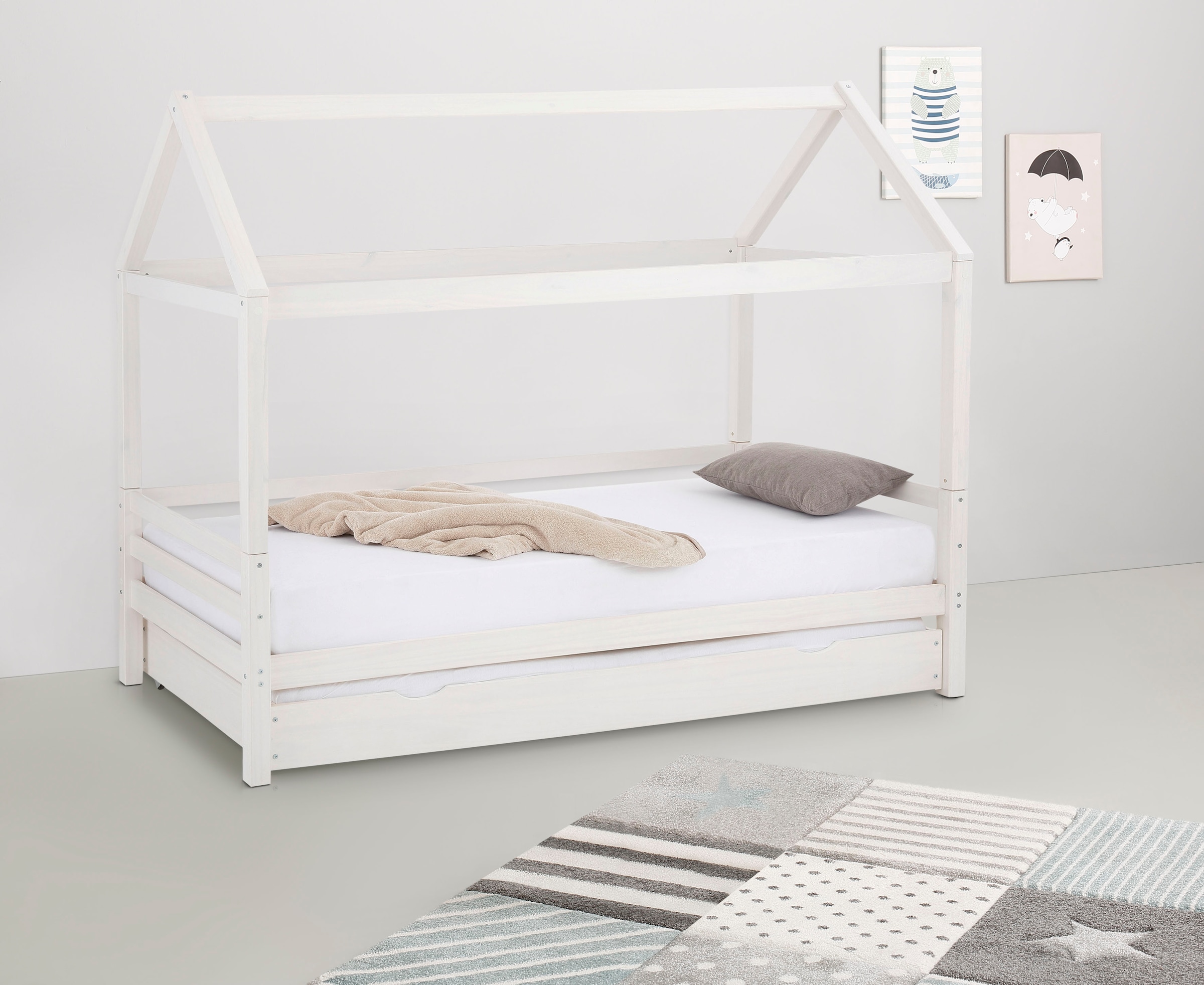 Lüttenhütt Kinderbett »Alpi« inklusive Bettschubkasten und Lattenrost, Liegefläche 90x200 cm,