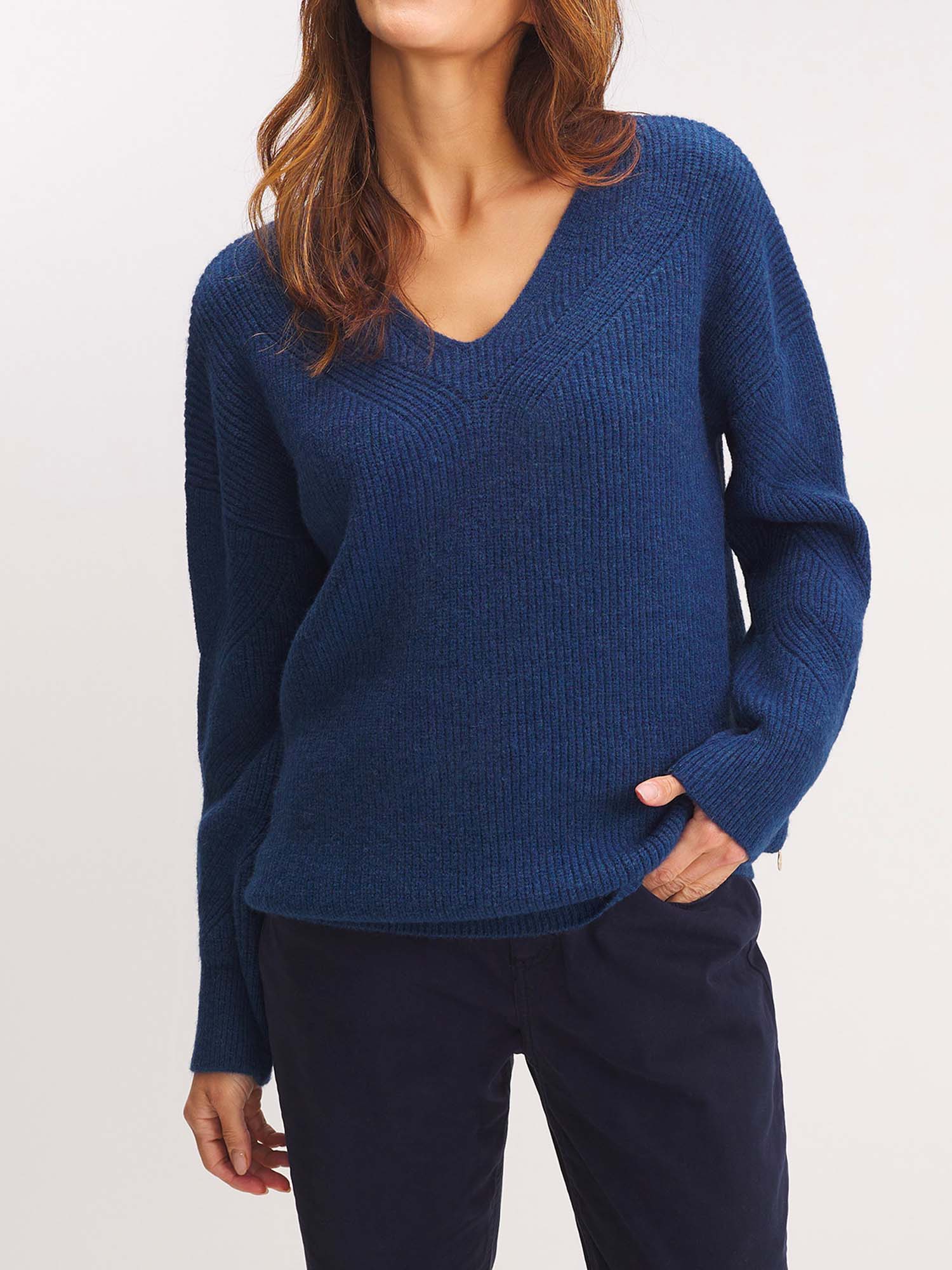 Pull Femme Manches Torsadées Bleu
