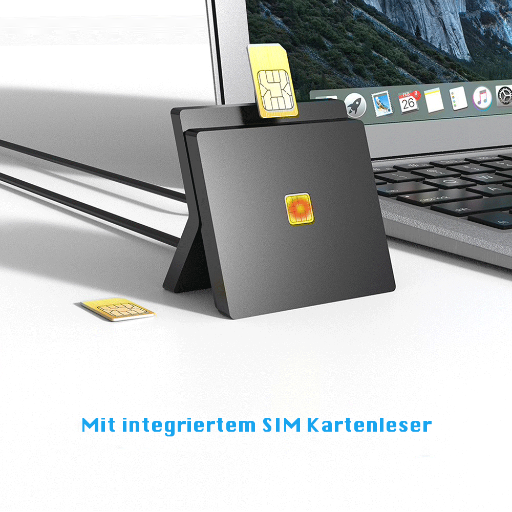2in1 USB 2.0 Chipkartenleser CAC Smart Card   Sim Card Reader - Schwarz
