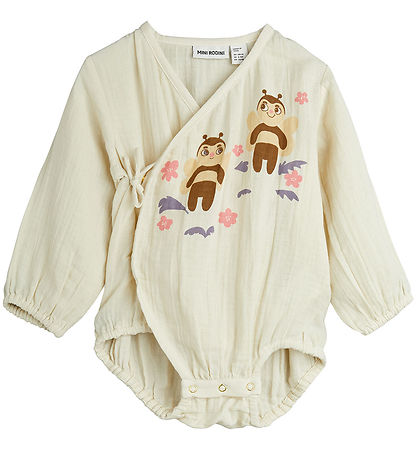 Mini Rodini Wickelbody l/ä - Offwhite m. Bienen