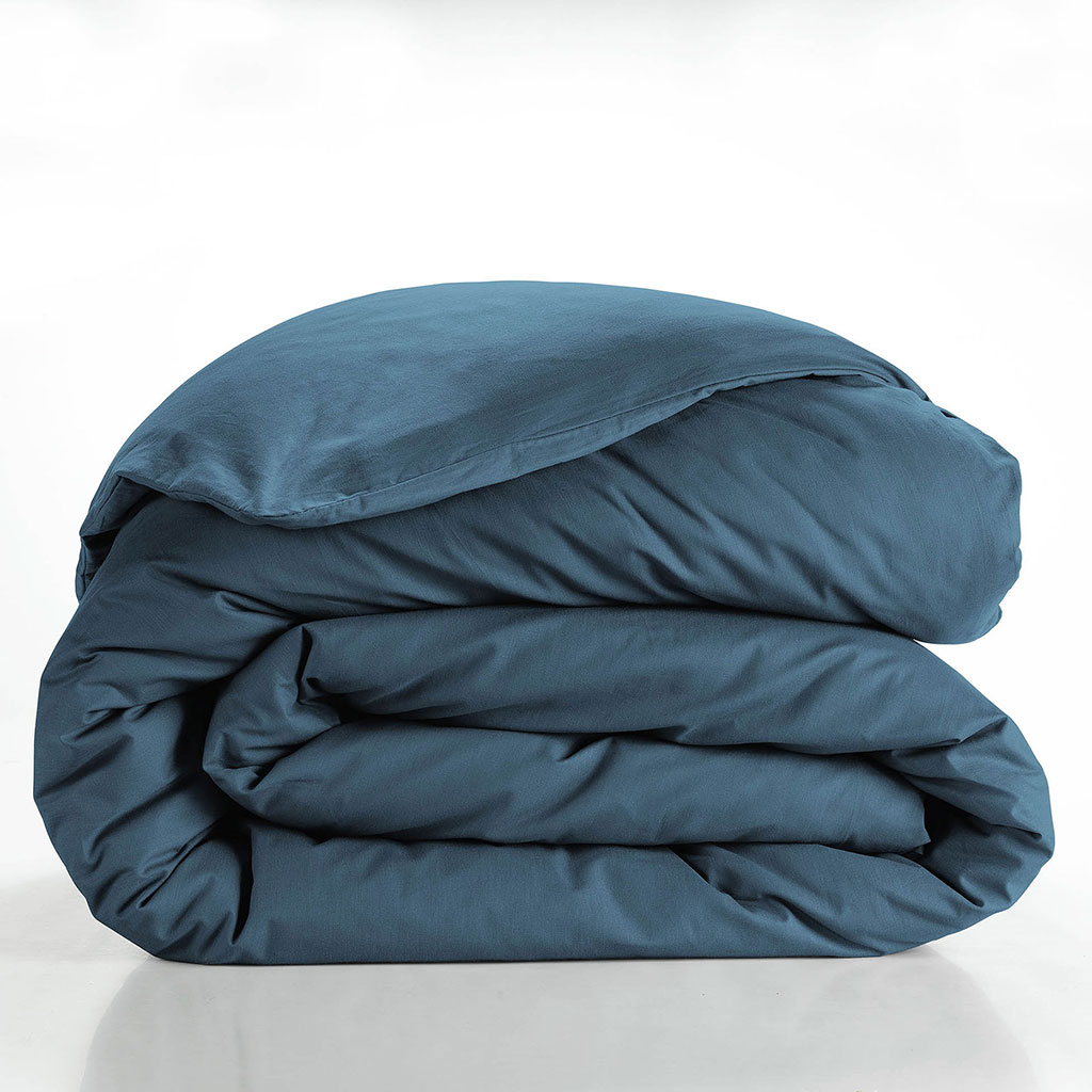 Housse de couette coton 57 fils bleu indigo 220x240cm
