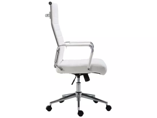 Chaise de bureau - Similicuir & Noyer - Blanc - Kolumbus