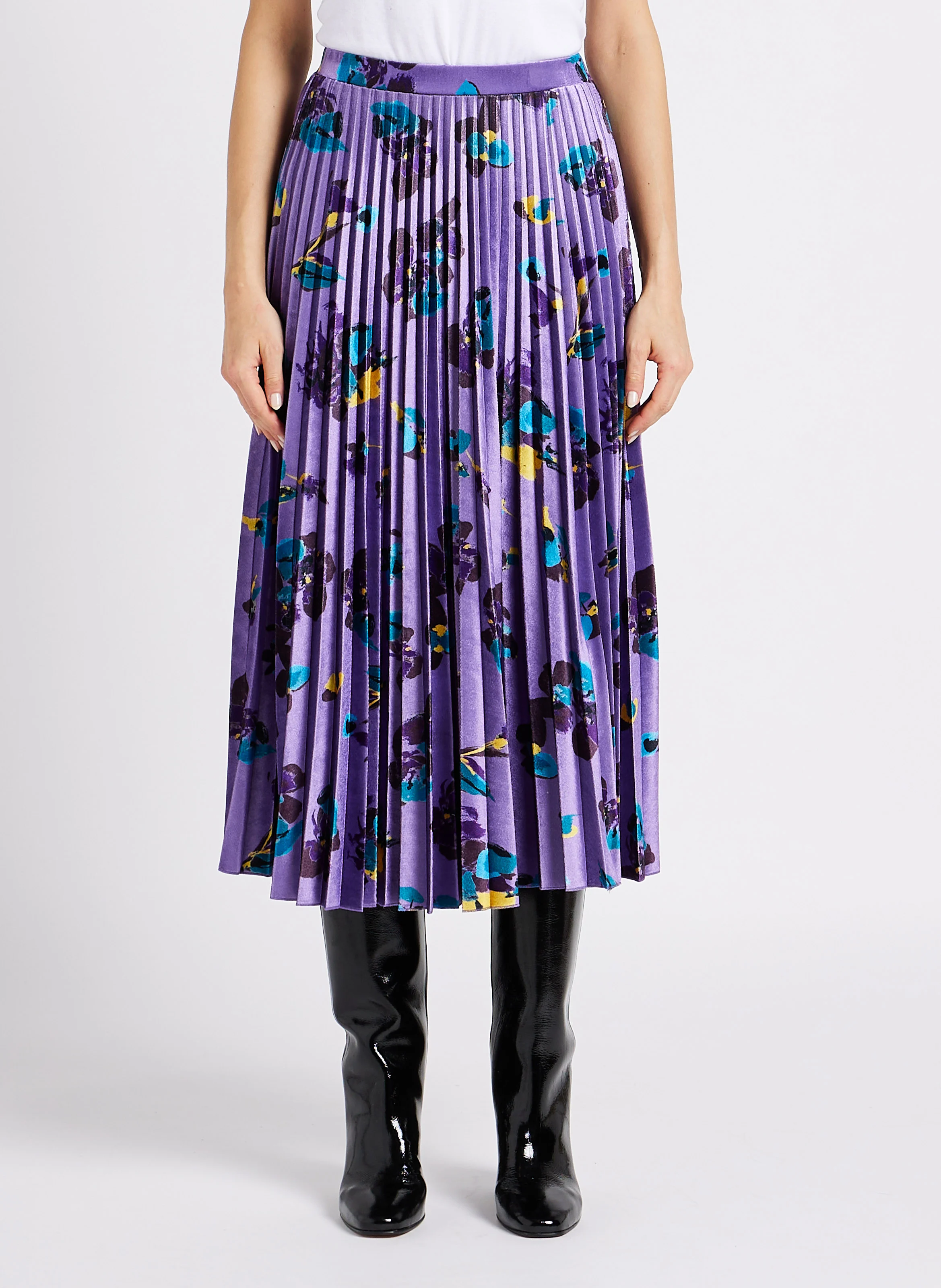 FILIPPA - Jupe longue plissée en velours| Violet