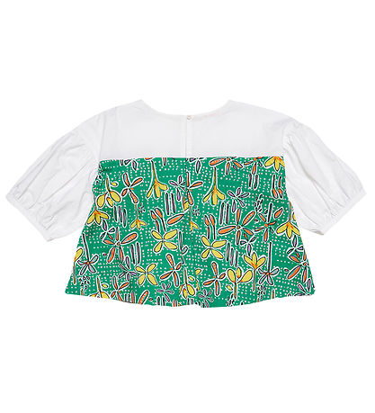 Marni Skjortebluse - Hvid/ Grøn m. Blomster