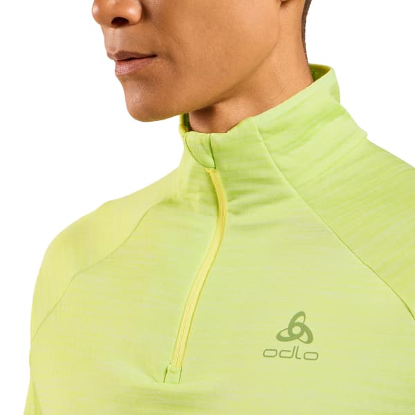 T-shirt running ODLO RUN EASY WARM MIDLAYER 1/2 ZIP SHADOW LIME MELANGE