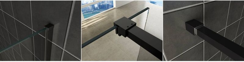 BWS - Inloopdouche Pro Line - Helderglas 8 mm - Mat Zwart Profiel en Stang